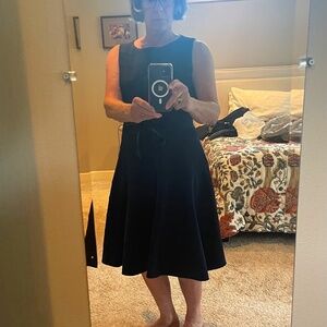 Calvin Klein Navy A-Line Midi Dress with Sash – Size 12